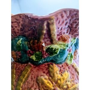 Vintage Poinsettia Ceramic Christmas Pitcher Red Green Gold Discounted